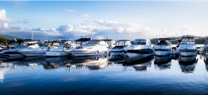 Boats parked in a marina