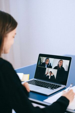Woman on a video chat for work