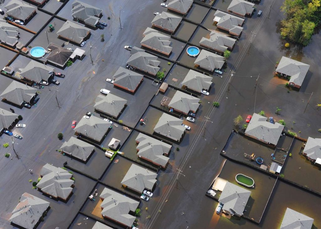 Photo of flooded neighborhood for blog about after your home floods