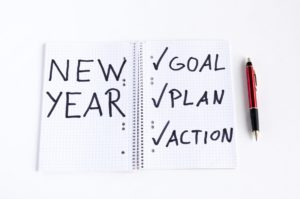 New year goals written in notebook