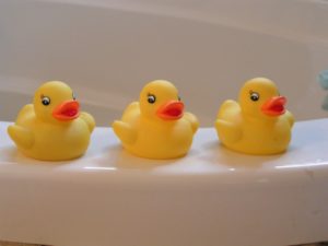 rubber ducks in the bathtub
